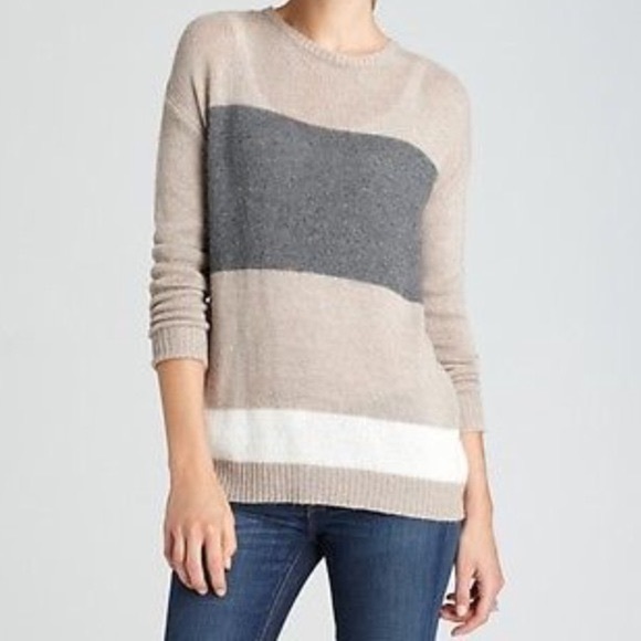 Joie Aurore Striped Cashmere Lambswool Sweater - Picture 1 of 7